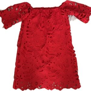 Gianni Bini Poppy Red RetroVibe Dress XS – Elastic Neckline, Vintage Vibe